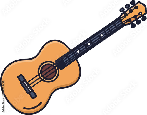 harmonious strings unleashing melodies with this classic acoustic guitar icon, isolated on transparent background