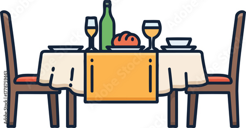 intimate dinner setting crafting unforgettable moments and culinary delights for two, isolated on transparent background