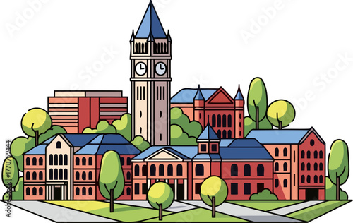 journey to knowledge vibrant campus life nurturing minds for tomorrows challenges, isolated on transparent background