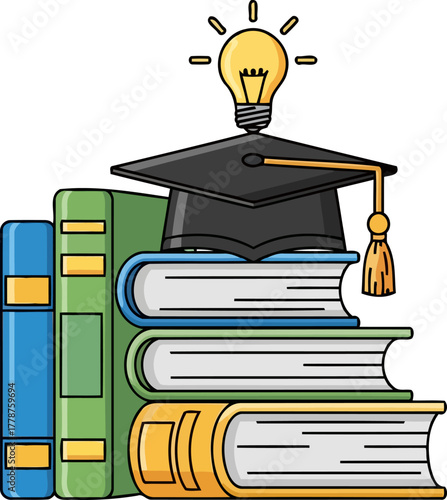 knowledge spark stacking education for breakthrough insights and achievement, isolated on transparent background