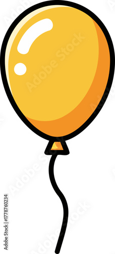 whimsical golden balloon drifting upwards bringing cheer to every festive occasion, isolated on transparent background