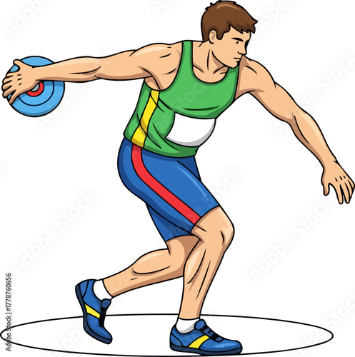 champion in motion athletes intense focus before a winning discus launch, isolated on transparent background