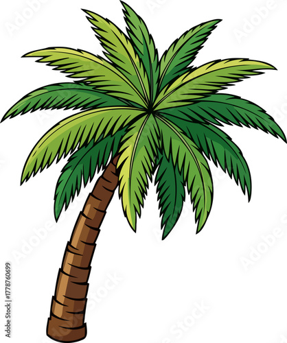 coastal charm this solitary palm tree captures the essence of tropical bliss, isolated on transparent background