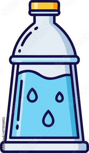 crystal clarity minimalist water bottle icon for everyday vitality and ecoconsciousness, isolated on transparent background