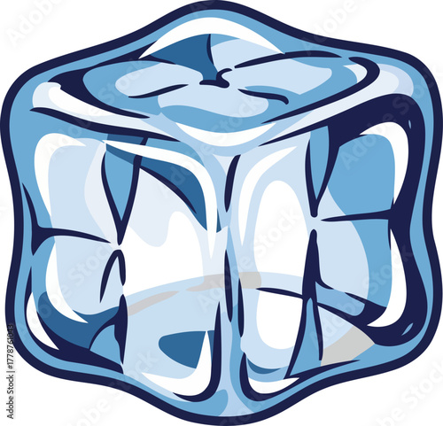 effortless chill a refreshing blue ice cube illustration for cool concepts, isolated on transparent background