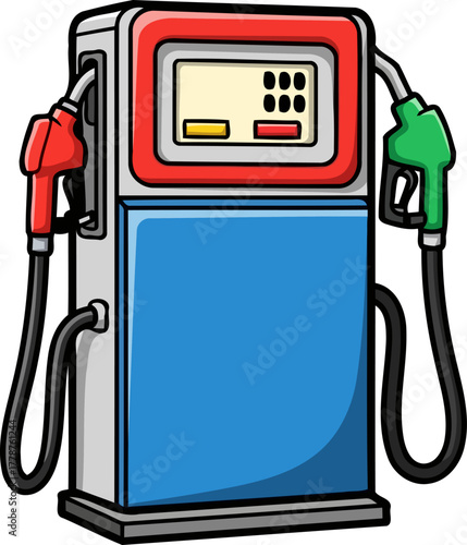 fueling journeys classic gas pump illustration for road trip adventures, isolated on transparent background