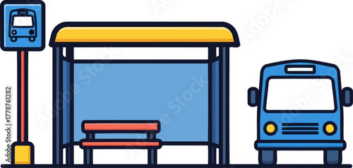 gateway to the city public bus awaits passengers at a welcoming shelter, isolated on transparent background