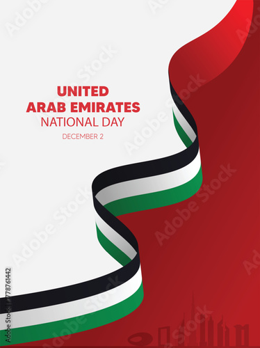 Elegant UAE flag ribbon design celebrating United Arab Emirates National Day poster