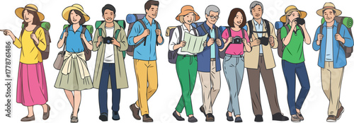 global explorers unite diverse ages discovering new horizons together with adventure, isolated on transparent background