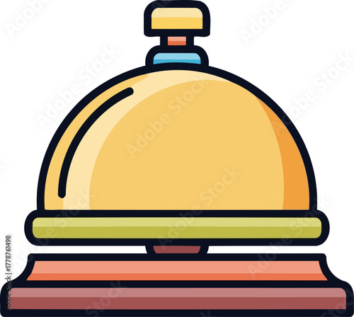 golden alert summoning assistance with a crisp, classic ring, isolated on transparent background