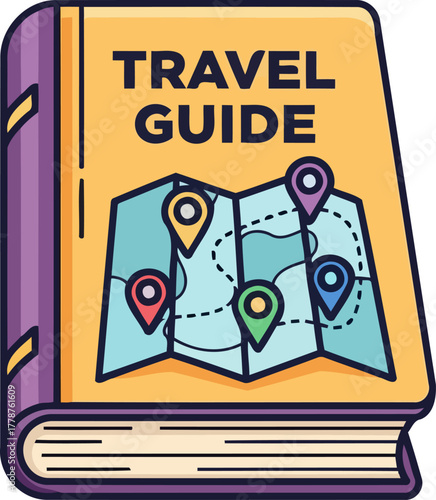 journey blueprint charting exciting destinations and unforgettable expeditions in a guidebook, isolated on transparent background