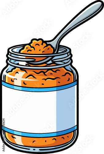 joyful jar unsealed sweet orange puree, awaiting a delicious spoonful of simple pleasure, isolated on transparent background