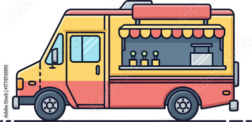 mobile munchies magic a lively food truck serving up street side culinary delights, isolated on transparent background