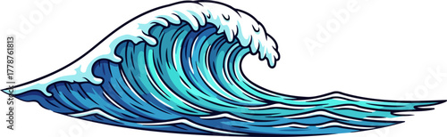 majestic aqua swell an iconic illustration of ocean power and dynamic coastal energy, isolated on transparent background