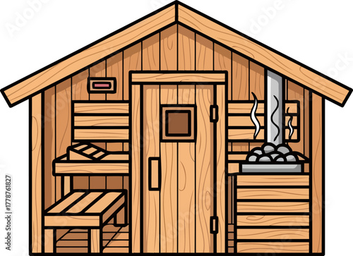 nordic haven rustic wood sauna offers a sanctuary of heat and serene wellness, isolated on transparent background