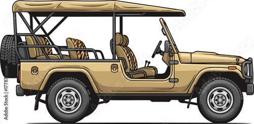 opentop discovery iconic safari vehicle for immersive wilderness expeditions, isolated on transparent background