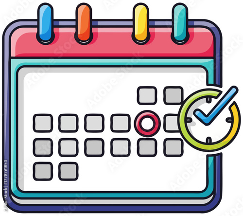 organized success confirming key dates and timebound tasks on a vibrant calendar, isolated on transparent background