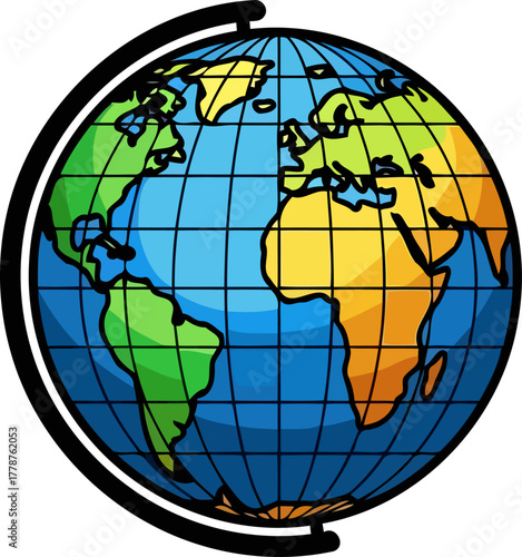 our connected planet a whimsical globe inviting discovery and universal understanding, isolated on transparent background