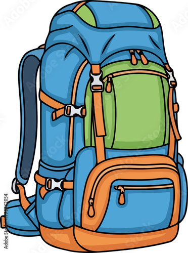 outdoor gear icon a brightly colored pack awaits new horizons and personal expeditions, isolated on transparent background