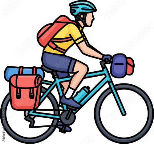 pedaling into the unknown an equipped cyclists journey towards boundless adventure, isolated on transparent background