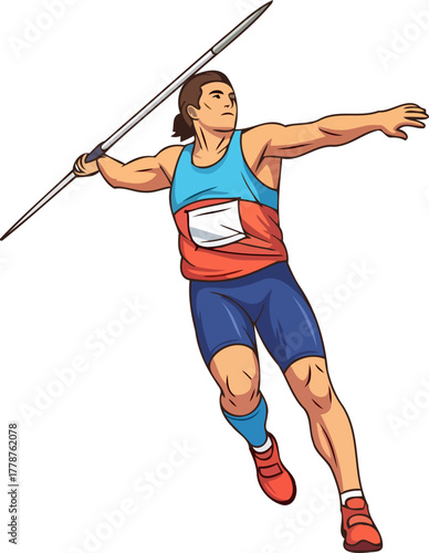 projecting triumph determined athlete launches javelin, aiming for unrivaled athletic distance, isolated on transparent background