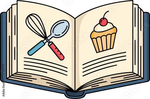 unfolding culinary dreams a recipe book guiding sweet baking adventures, isolated on transparent background
