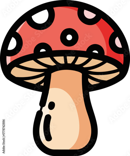 vivid fungi fantasy a cartoon toadstool sprouting whimsical charm and natural playfulness, isolated on transparent background