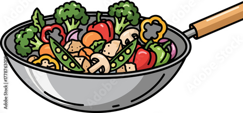 wholesome wok delight fresh, colorful ingredients prepare for a flavorful, speedy meal, isolated on transparent background