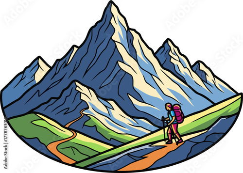 wilderness spirit a solitary explorer navigating the grandeur of alpine landscapes, isolated on transparent background
