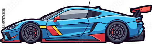 adrenaline drive sleek blue performance car zooming into digital future, isolated on transparent background