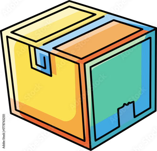 awaiting discovery joyful carton symbolizing new beginnings and exciting unboxing moments, isolated on transparent background