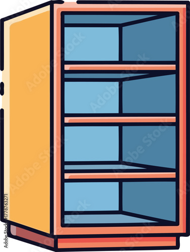 blank canvas cabinet modern shelving unit ready for personalization and organized display, isolated on transparent background