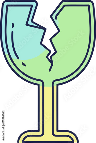 delicate contents alert the universal icon for fragility and careful handling, isolated on transparent background