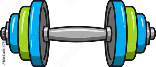 fitness fun bold cartoon dumbbell empowering active lifestyles with cheerful strength, isolated on transparent background