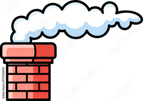 fireside memories brick chimney emits warm smoke, symbolizing comfort and tradition, isolated on transparent background