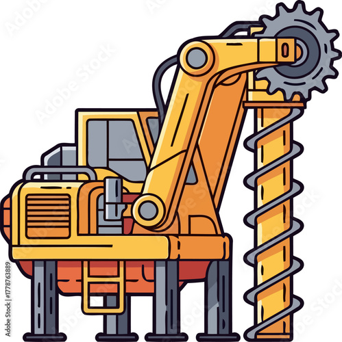 foundation force mighty drilling machine shaping the world, one hole at a time, isolated on transparent background