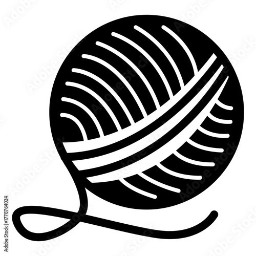 Ball of threads solid icon, sewing tools concept. Vector graphics. Threads ball for knitting, handicraft accessory sign on white background, style icon mobile or web design.