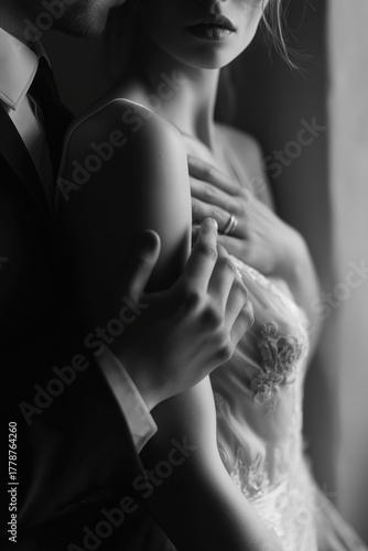 Romantic Black and White Wedding Portrait