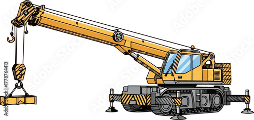 industrial powerhouse elevating heavy loads for grand architectural visions, isolated on transparent background