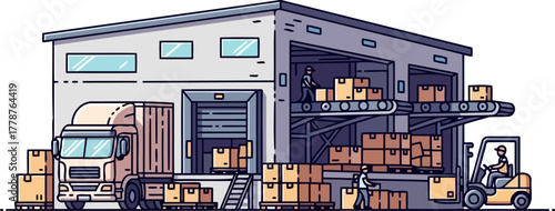 logistics lifecycle seamlessly connecting goods from warehouse to world, isolated on transparent background