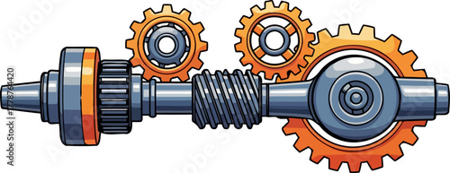 interlocking gears and worm drive the essence of mechanical precision and engineered motion, isolated on transparent background