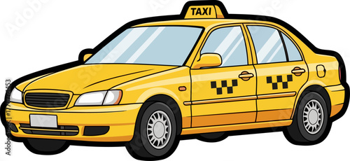 metropolitan connection iconic yellow taxi delivering convenient city travel solutions, isolated on transparent background