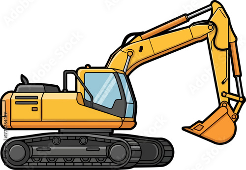 mighty excavator shaping landscapes and building foundations with unstoppable power, isolated on transparent background
