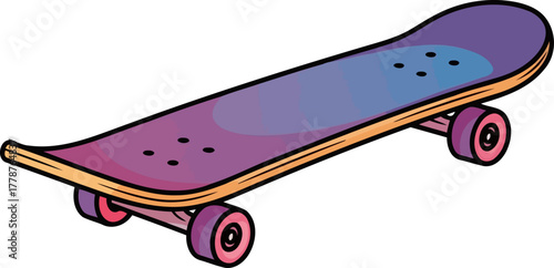 skate culture expressed brightly colored board capturing the essence of street style fun, isolated on transparent background