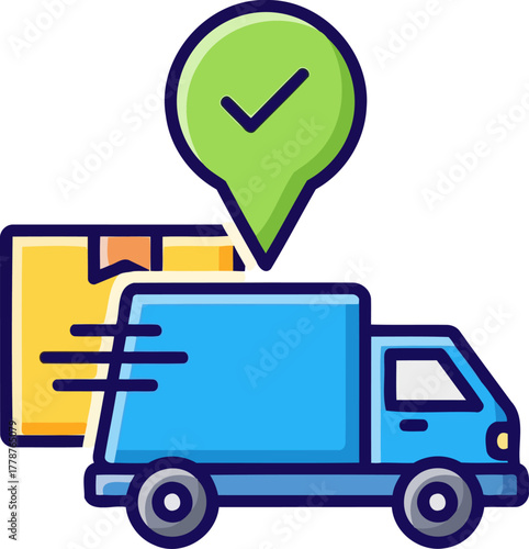 speedy delivery confirmed your package safely arrived at destination, isolated on transparent background