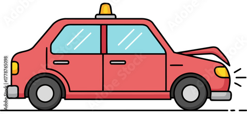 stalled journey urgent auto repair indicated by open hood and warning light, isolated on transparent background