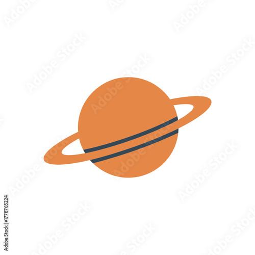 A simple, stylized orange planet with rings, resembling Saturn, against a white background.