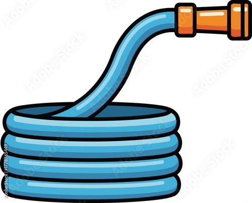 utilitys charm a friendly blue hose coiled for gardening and cleaning adventures, isolated on transparent background