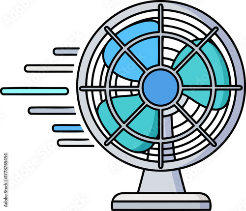 vibrant air mover a compact fan generating a refreshing gust of coolness, isolated on transparent background