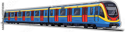 vibrant city mover connecting destinations, propelling urban life forward with speed, isolated on transparent background